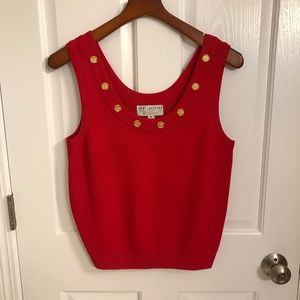 St.John by Marie Gray Candy Apple Red Sleeveless Knit Top